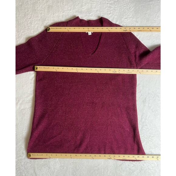 J. Jill Pure Jill Womens V-Neck Sweater Sz L Purple Vibrant Minimalism Soft Cozy - Picture 6 of 8